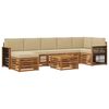 vidaXL Buiten bankenset 7 st Naturel Massief Acaciahout en Polyester