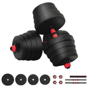 vidaXL 2-in-1 Halter-Barbell Set 30 kg Zwart en Rood