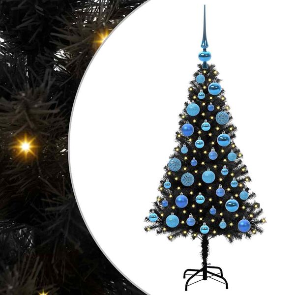 vidaXL Kerstboom met 150 LED met standaard Zwart 120 cm PVC