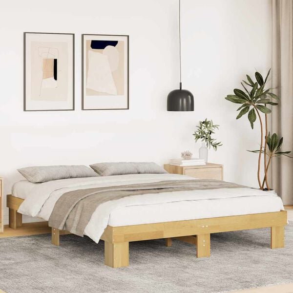 vidaXL Bedframe zonder matras 140x200 cm massief hout eiken