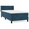vidaXL Boxspring met matras fluweel donkerblauw 100x200 cm