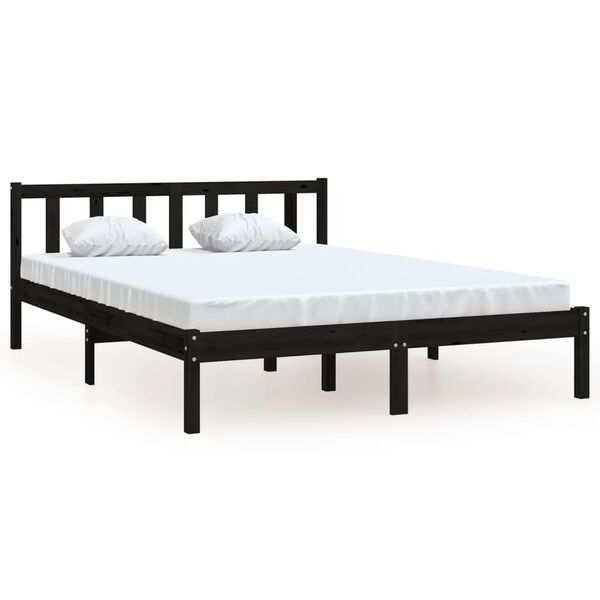 vidaXL Bedframe massief grenenhout zwart 120x200 cm
