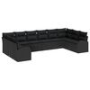 vidaXL Bankstel met kussen 10 pcs Zwart Polyrattan