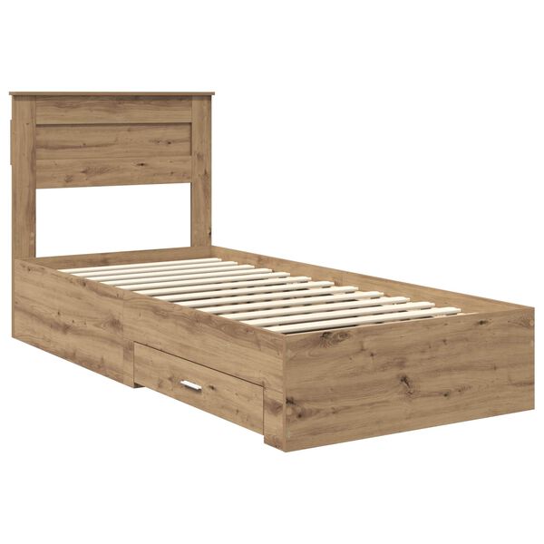 vidaXL Bedframe met hoofdeinde Artisan Eiken 90 x 190 cm Bewerkt hout