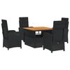 vidaXL 5-delige Tuinset met kussens poly rattan zwart
