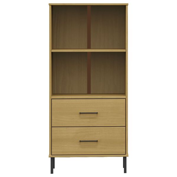 vidaXL Boekenkast met 2 lades OSLO 60x35x128,5 cm massief hout bruin