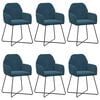 vidaXL Eettafelstoelen 6 st fluweel Blauw 55 x 50 x 84 cm