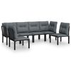 vidaXL 6-delige Loungeset poly rattan zwart en grijs
