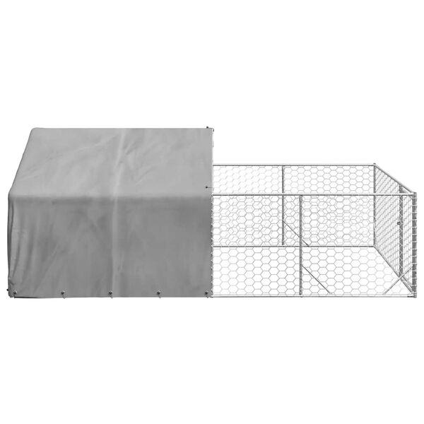 vidaXL Hondenkennel met ren 4x2x1,5 m gegalvaniseerd staal