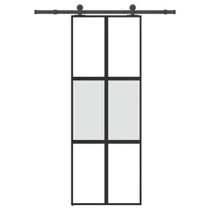 vidaXL Schuifdeur met beslag 76x205 cm gehard glas en aluminium