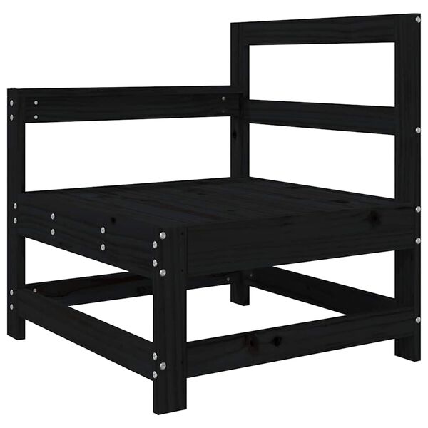 vidaXL Tuinstoel met kussens massief grenenhout zwart