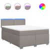 vidaXL Boxspring met matras stof taupe 140x190 cm