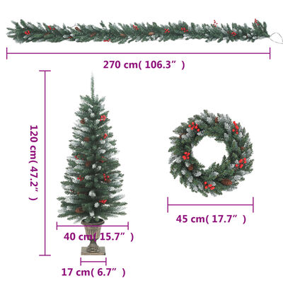 vidaXL 4-delige Kerstdeurdecoratieset PVC