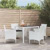 vidaXL 5-delige Tuinset met kussens poly rattan wit