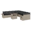 vidaXL 11-delige Loungeset met kussens poly rattan lichtgrijs