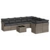 vidaXL 10-delige Loungeset met kussens poly rattan grijs