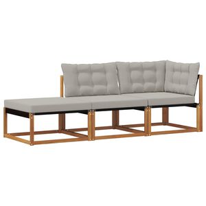 vidaXL Sectie Sofa Eenheden met kussen 3 Stuk Naturel en lichtgrijs