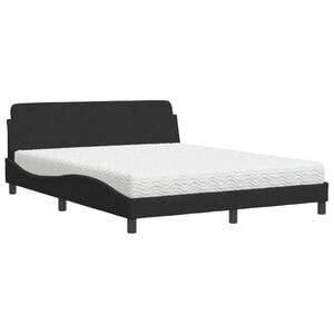 vidaXL Bed met matras "Dover" fluweel zwart 160x200 cm