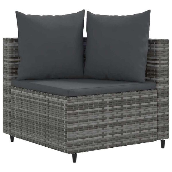 vidaXL 10-delige Loungeset met kussens poly rattan grijs