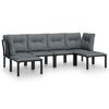 vidaXL 6-delige Loungeset poly rattan zwart en grijs