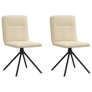 vidaXL Eetkamerstoelen 2 st stof cr&egrave;mekleurig