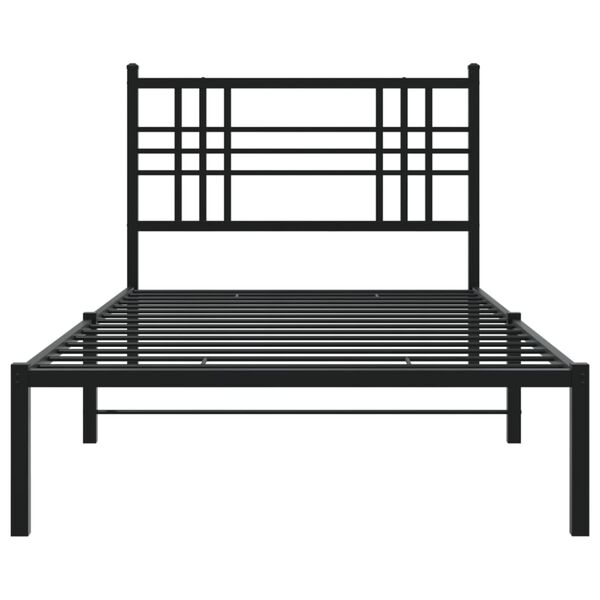 vidaXL Bedframe met hoofdbord metaal zwart 100x190 cm