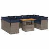 vidaXL 10-delige Loungeset met kussens poly rattan grijs
