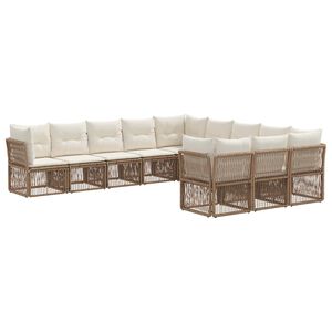 vidaXL Tuinbankenset 11 pcs Beige poly rattan