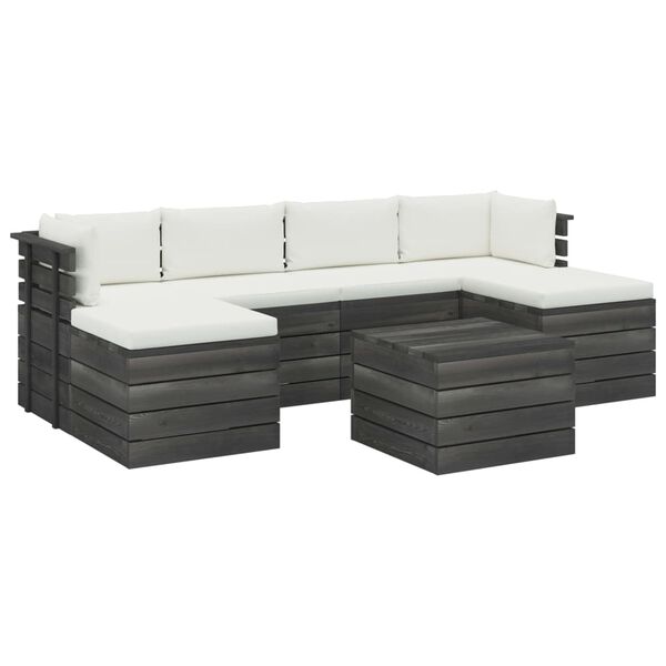 vidaXL 7-delige Loungeset met kussens pallet massief grenenhout