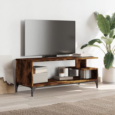 vidaXL Tv-meubel 102x40x41 cm hout en gepoedercoat staal gerookt eiken