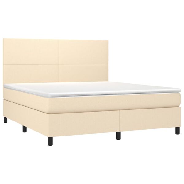 vidaXL Boxspring met matras en LED stof cr&egrave;mekleurig 160x200 cm