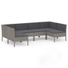 vidaXL 6-delige Loungeset met kussens poly rattan grijs