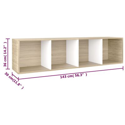 vidaXL Boekenkast/tv-meubel 36x30x143cm bewerkt hout wit en eikenkleur
