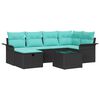 vidaXL Tuin Sofa Set met kussen 7 pcs Zwart en Turquoise poly rattan