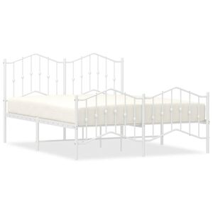 vidaXL Bedframe met hoofd- en voeteneinde&nbsp;metaal wit 135x190 cm