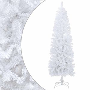vidaXL Kunstmatige slanke kerstboom 180 cm PVC en staal Wit