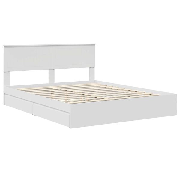 vidaXL Opslag bed met hoofdeinde Wit 160 x 200 cm Bewerkt hout
