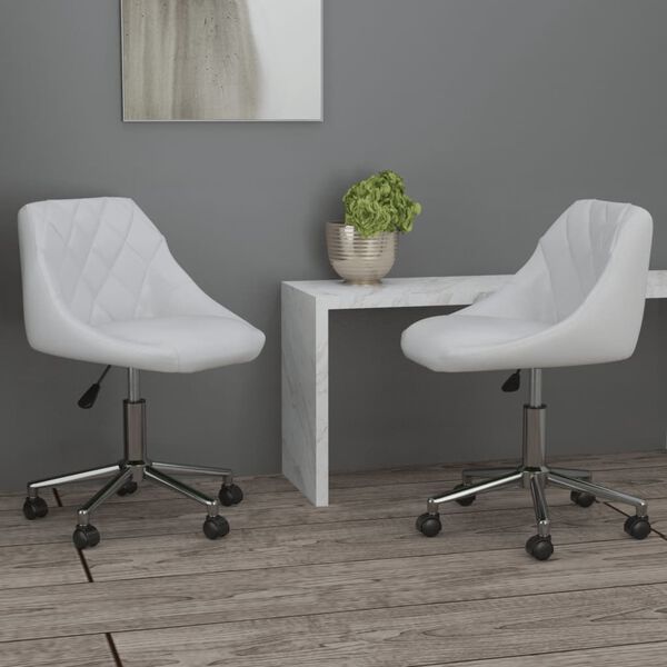 vidaXL Eetkamerstoelen draaibaar 2 st kunstleer wit