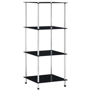 vidaXL Kastje 4-laags 40x40x100 cm gehard glas zwart