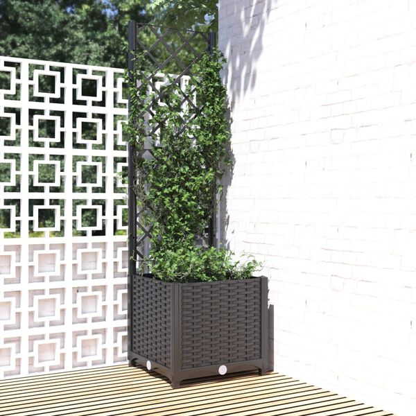 vidaXL Plantenbak met trellis zwart 40x40x136 cm PP