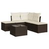 vidaXL 6-delige Loungeset met kussens poly rattan bruin