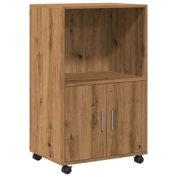 vidaXL Rolkast 55x40x91 cm bewerkt hout artisanaal eikenkleurig