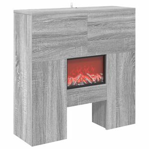vidaXL Elektrische haard Grijs Sonoma 75 x 24,5 x 75 cm Bewerkt hout