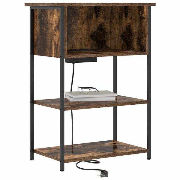 vidaXL Nachtkastje Gerookt eiken 55 x 31 x 76 cm Bewerkt hout