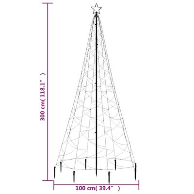 vidaXL Kerstboom met metalen paal en 500 LED's 3 m warmwit