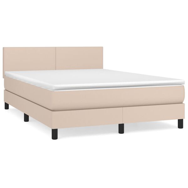 vidaXL Boxspring met matras kunstleer cappuccinokleurig 140x190 cm