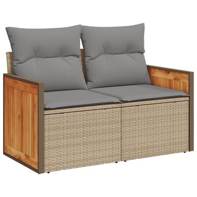 vidaXL 8-delige Loungeset met kussens poly rattan beige