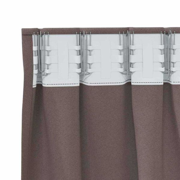 vidaXL Zwart-out Gordijnen met Ringen 2 pcs Donkerbruin 260 x 140 cm