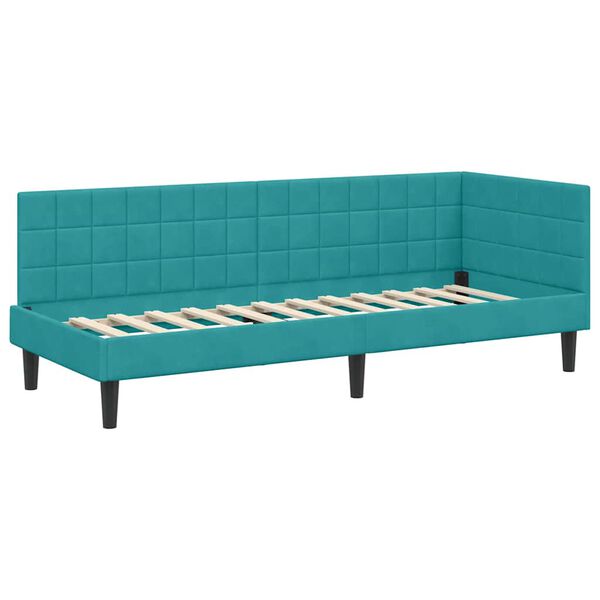 vidaXL Hoekbedframe met hoofdeinde Turquoise 80 x 200 cm Fluweel