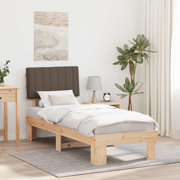 vidaXL Bedframe met Gevoerd Hoofdgedeelte Taupe 75 x 190 cm